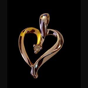 Samuel Aaron Inc THL Solid 10k Two Tone Diamond Heart Pendant .81"